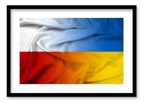 Waving Poland and Ukraine Flag