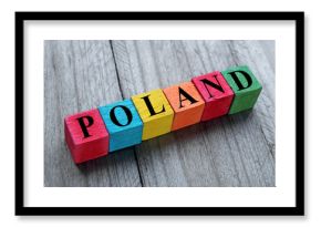 word poland on colorful wooden cubes