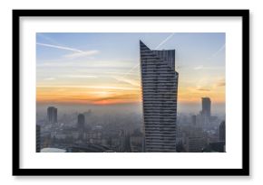 Foggy sundown over Warsaw