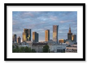 Warsaw city downtown view during sunse