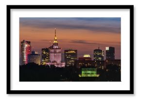 Warsaw city downtown night view