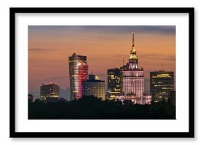 Panoramic view of Warsaw city downtown