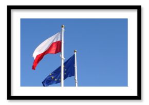 Polish and European Union flags.