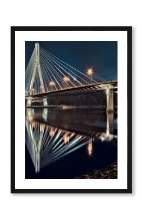 Night view of the new Swietokrzyski Bridge in Warsaw.