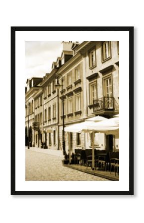 old town street, Warsaw, Poland - in sepia