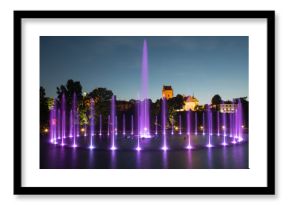 The illuminated fountain at night