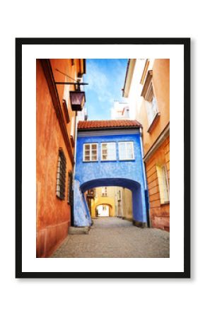 Bridge on narrow street in Warsaw