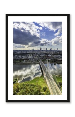 Warsaw skyline behind the bridge, Poland