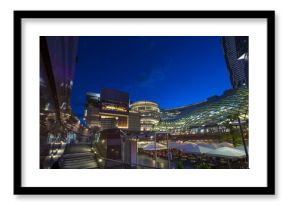 Modern architecture at night in Warsaw