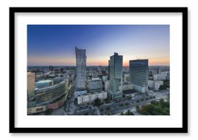 Night panorama of Warsaw city center