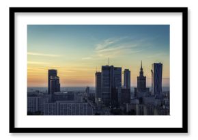 Warsaw Downtown sunrise aerial view, Poland