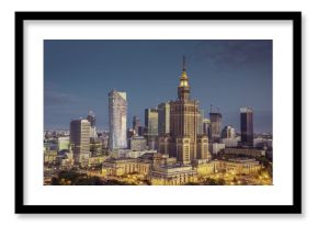 Aerial view of Warsaw Downtown at srunrise, Poland