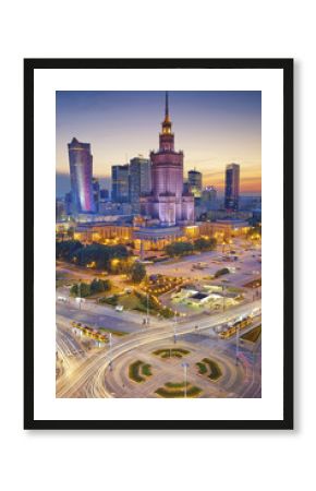Warsaw. Image of Warsaw, Poland during twilight blue hour.