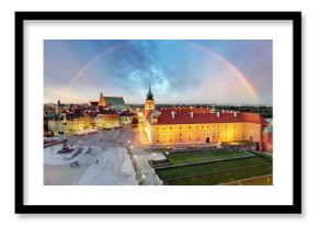 Rainbow over Warsaw Old Town square, Poland