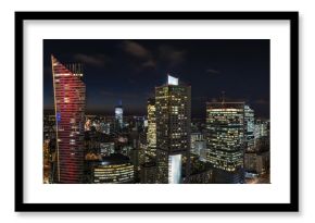 Panoramic view of Warsaw downtown during the night