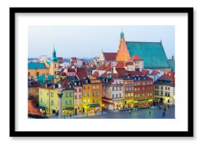 view on Old Town in Warsaw at dusk, Poland