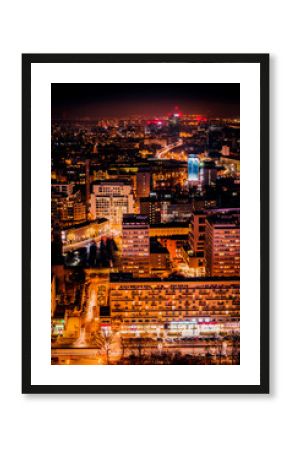 Widok z Pałacu Kultury Warszawa nocą
