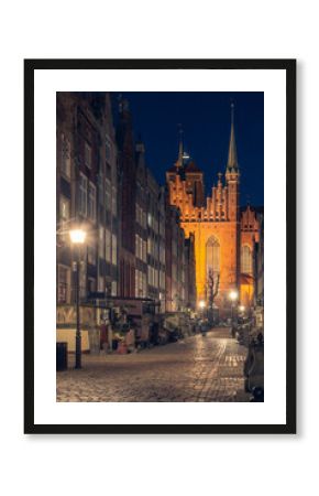 Gdańsk, ulica Mariacka nocą