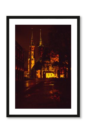 Wrocław miasto polskie po zmroku zimą