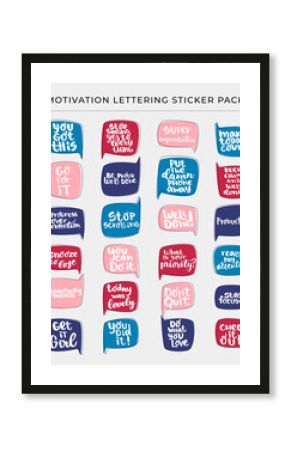 Productivity and motivation lettering sticker pack