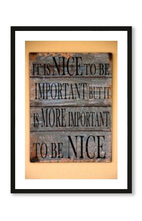 Inspirational and motivational quote written on a wooden board mounted on wall, South Africa