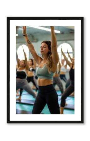 Fitness class in gym . Vertical background 