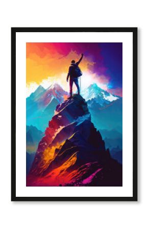 successful man on mountain top a winner motivation