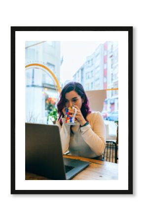 Woman drinking coffee
