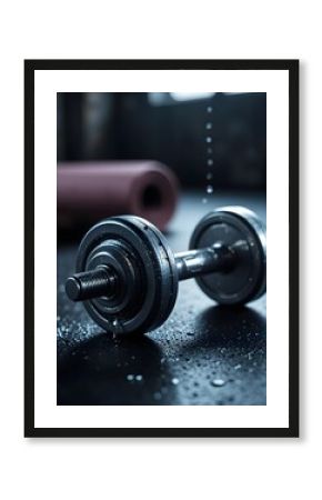 Solitary Strength: A Still Life of Post-Workout Accomplishment and Focused Energy in Dramatic Light. 