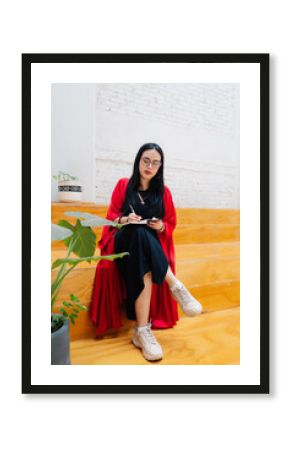 Busy woman in modern office.