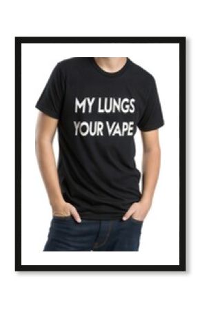 T-shirt design with “My lungs   your vape” text in a bold and stylish graphic