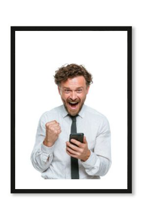 Exciting celebration of success home office emotional moment bright environment isolated on transparent background