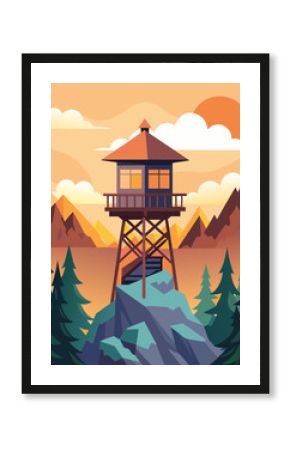 The lookout tower is not just a place of work but a source of inspiration for the freelancer who finds solace and motivation in the aweinspiring beauty of the natural surroundings.. Vector