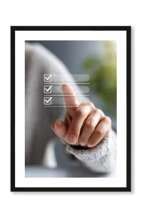 Digital Checklist Interface Over Person for Workflow Automation and Enhanced Productivity Efficiency
