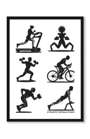 Fitness icons set for modern workout motivation