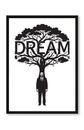 Dream Growth Concept with Tree and Businessman Illustration