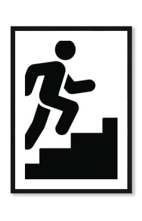 Man running up stairs silhouette for success and progress