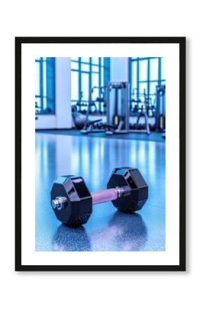 Dramatic dumbbell workout in a bright modern gym for fitness inspiration and motivation