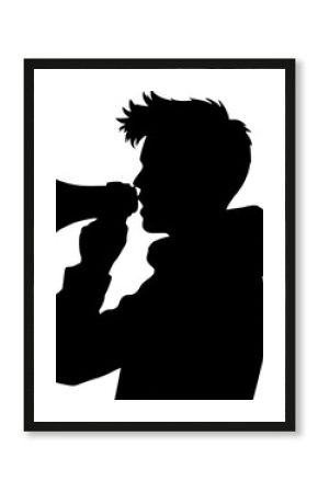 Person yelling through megaphone silhouette for activism, leadership, and motivation design
