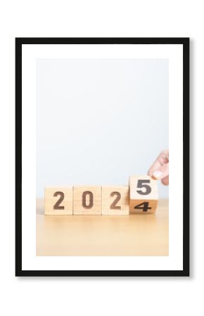 2024 change to 2025 year block on table. goal, Resolution, strategy, plan, start, budget, mission, action, motivation and New Year concepts