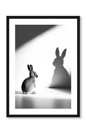 Soft gray bunny with shadow on wall symbolizing dreams