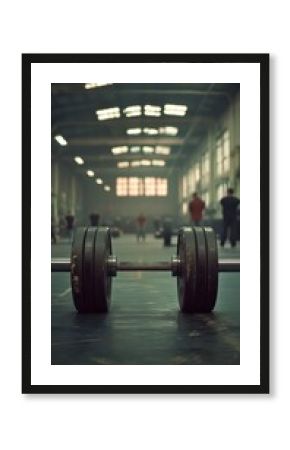 Industrial gym action weightlifting competition and strength training