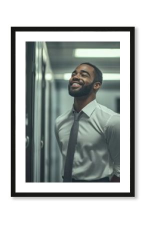 Celebratory Smile for Promotional Ad, Posing in Office