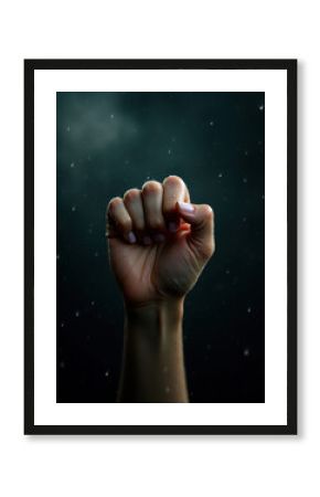 Power and determination - clenched fist against dark background for inspirational design