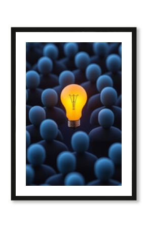 Think different unique ideas and creativity concept. Concept from Idea to Implementation in Dark Setting 