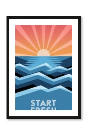 Geometric sunrise illustration with inspirational message for morning motivation