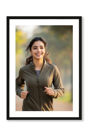 young indian woman jogging in the park