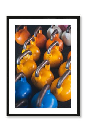 Colourful weights in an indoor gym