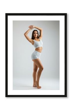 Elegant fitness inspiration featuring athletic woman in white sportswear