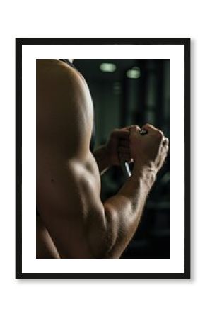 Intense arm workout in gym setting for fitness motivation and strength training
